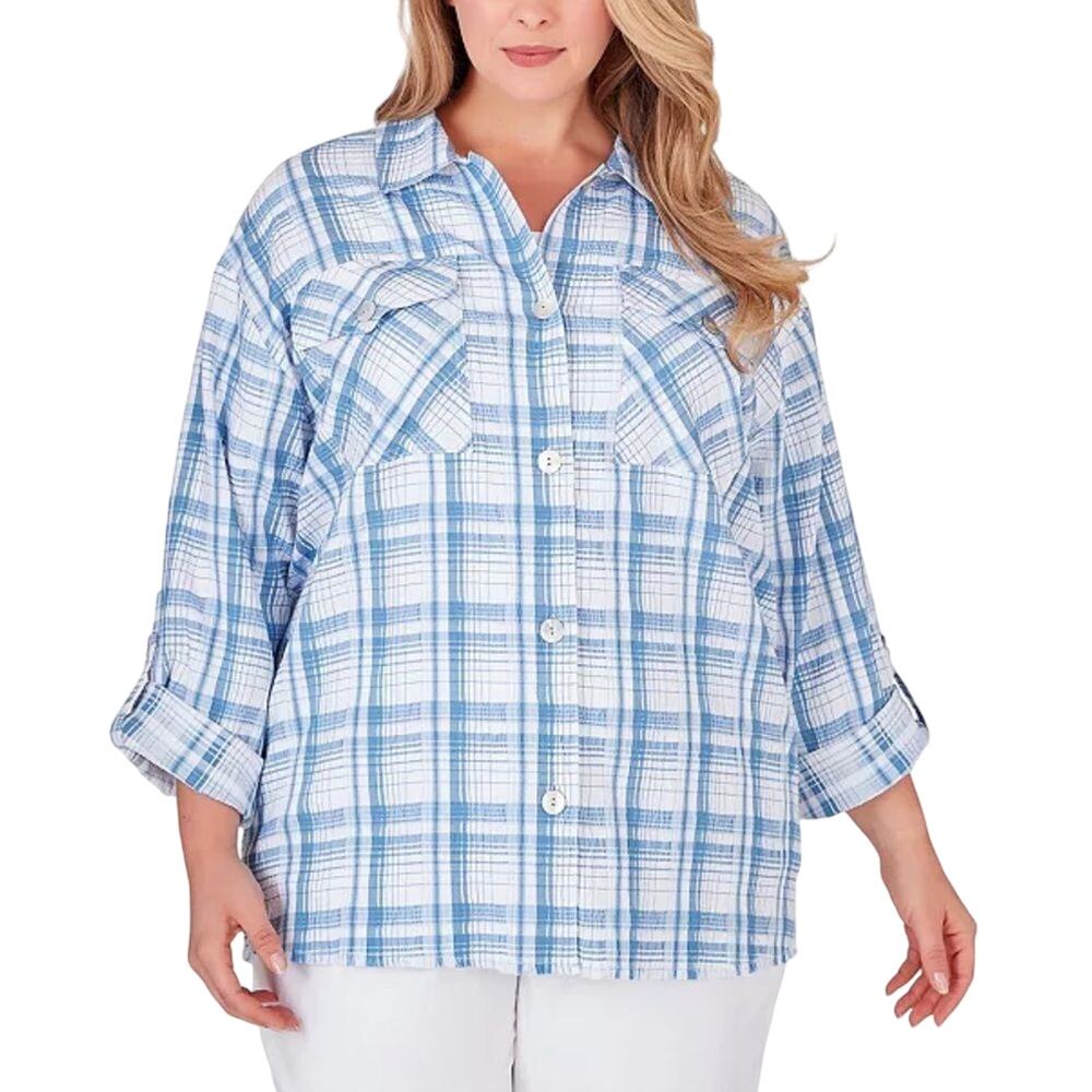 Ruby Rd. Button Front Shirt Collar Light Weight P… - image 1